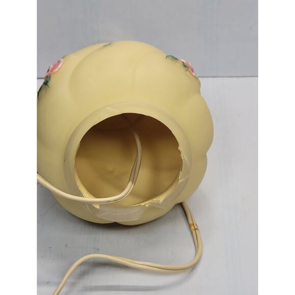 Vintage Lt Yellow Lamp Glass Boudoir Vanity, Rose Swirl, Reverse Paint - Picture 4 of 5